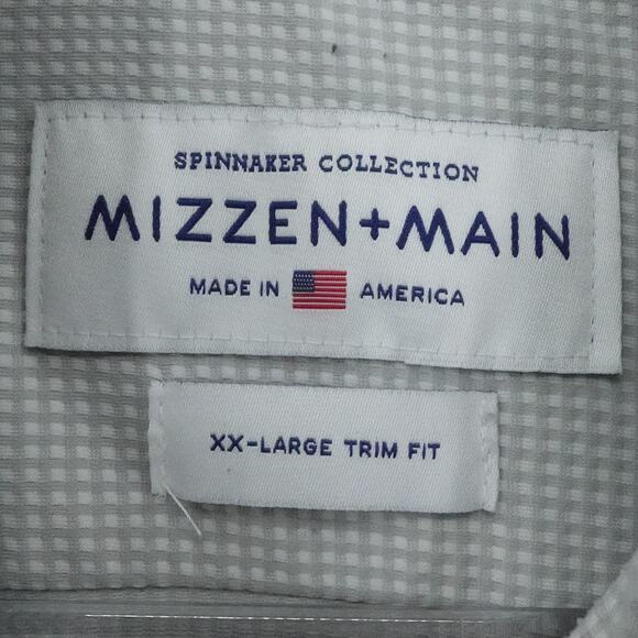 Mizzen + Main Shirt Mens 2XL Trim Fit Gray Spinnaker Collection Button Up USA - Picture 4 of 16